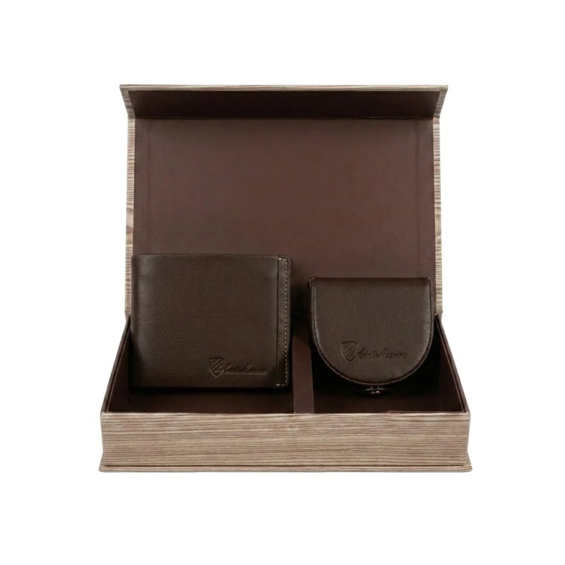 Conte Massimo Estuche de Regalo Hombre, Cartera y Monedero en Piel Auténtica, Protección RFID — vista 15