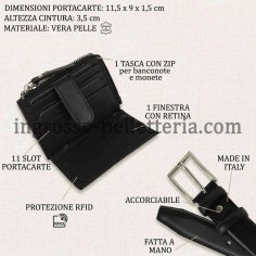 Conte Massimo Coffret Cadeau Portefeuille et Ceinture en Cuir Véritable, Homme et Femme, Ceinture Made in Italy, Protection RFID 2