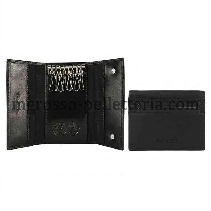 Conte Massimo Gift Set Card Holder and Key Case in Genuine Leather, Men and Women, RFID Protection — back view