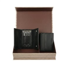 Conte Massimo Coffret Cadeau Porte-cartes et Porte-clés en Cuir Véritable, Homme et Femme, Protection RFID