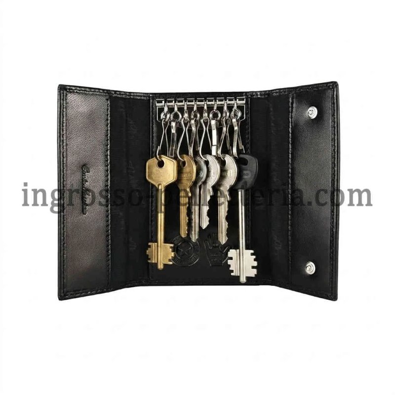 Conte Massimo Gift Set Card Holder and Key Case in Genuine Leather, Men and Women, RFID Protection — logo detail