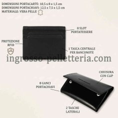 Conte Massimo Gift Set Card Holder and Key Case in Genuine Leather, Men and Women, RFID Protection 2