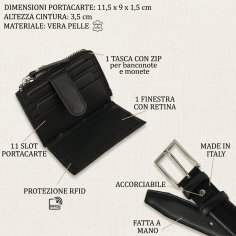 Conte Massimo Cofanetto Regalo Portafoglio e Cintura in Vera Pelle, Uomo e Donna, Cintura Made in Italy, Protezione RFID 2