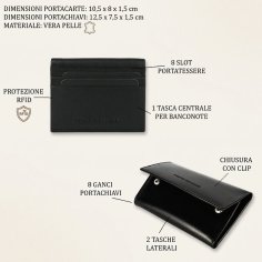 Conte Massimo Cofanetto Regalo Portacarte e Portachiavi in Vera Pelle, Uomo e Donna, Portafoglio con Protezione RFID 2