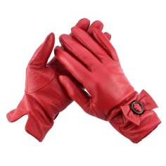 Gai Mattiolo Women's Leather Gloves with Bow, Fleece Lining and Gift Box — view 10