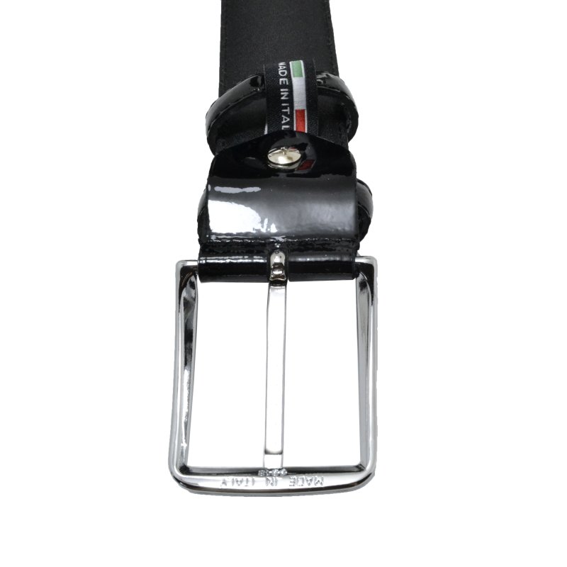 Conte Massimo Genuine Leather Belt with Glossy Patent Finish, Men's and Women's, Handmade — back view