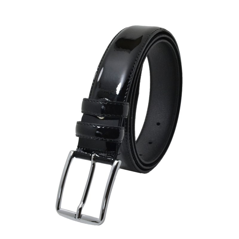 Conte Massimo Genuine Leather Belt with Glossy Patent Finish, Men's and Women's, Handmade — inside