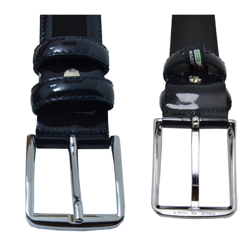 Conte Massimo Genuine Leather Belt with Glossy Patent Finish, Men's and Women's, Handmade — view 10