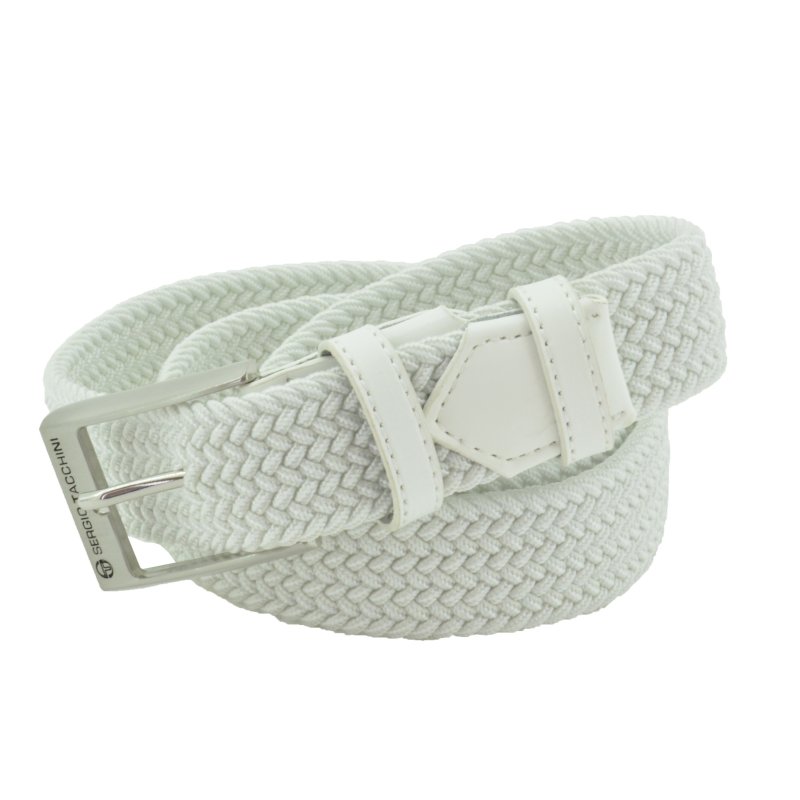 Sergio Tacchini Ceinture Élastique Tressée, Homme Femme, avec Inserts en Cuir Véritable, Boîte Cadeau — vue arrière