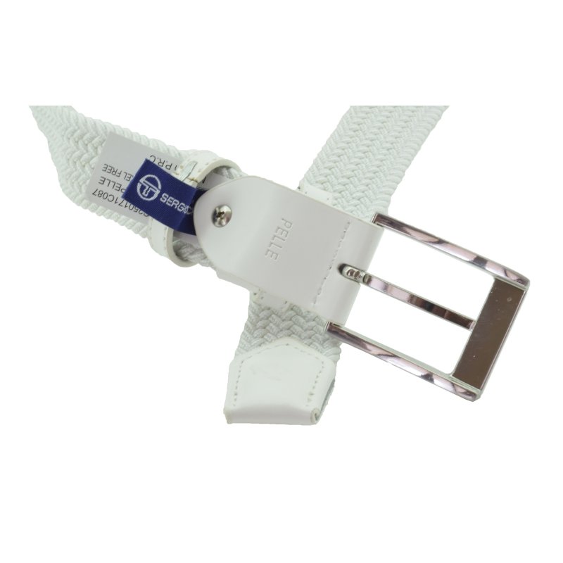Sergio Tacchini Elastic Woven Belt, Men Women, With Genuine Leather Inserts, Gift Box — detail
