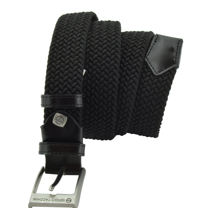 Sergio Tacchini Elastic Woven Belt, Men Women, With Genuine Leather Inserts, Gift Box — view 36