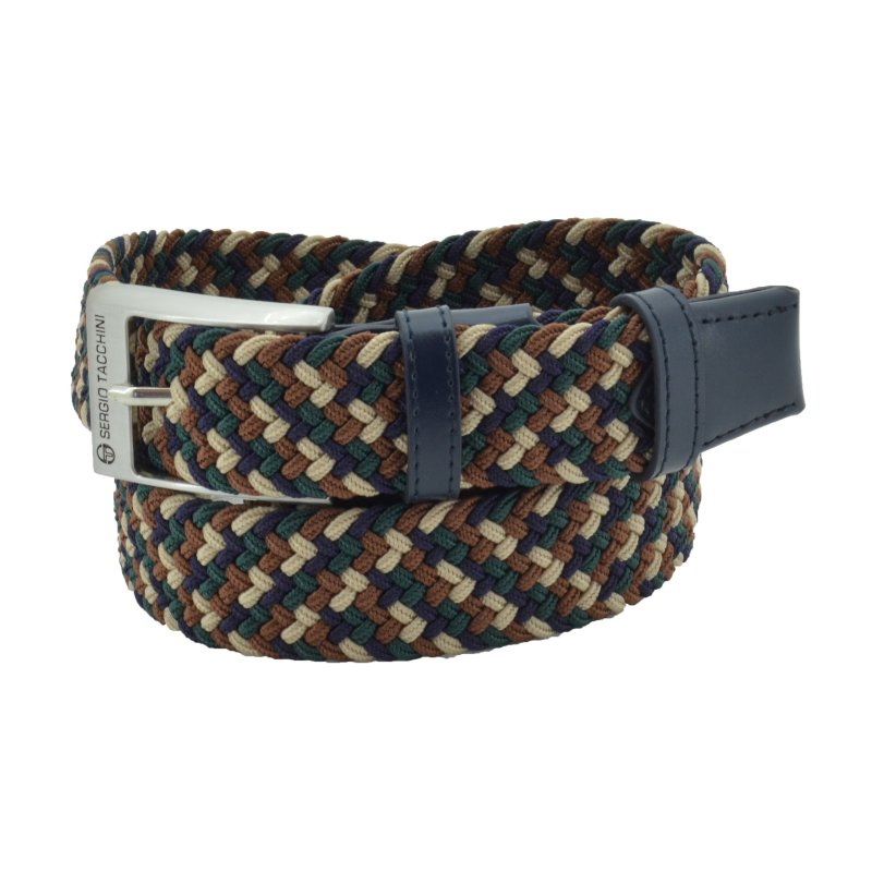 Sergio Tacchini Elastic Woven Belt, Men Women, With Genuine Leather Inserts, Gift Box — view 50