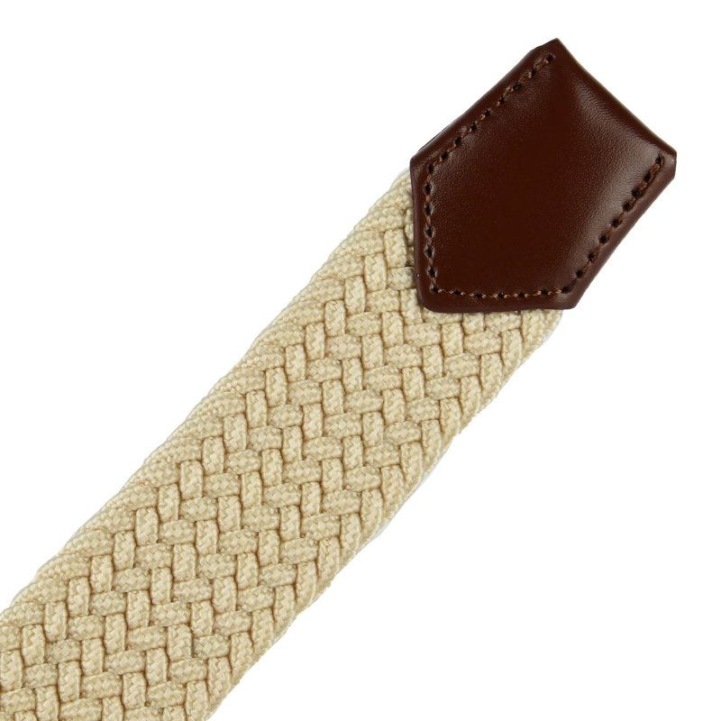 Biagiotti Elastic Woven Belt, Men and Women, With Genuine Leather Inserts and Gift Box — detail