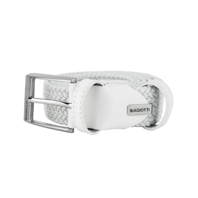 Biagiotti Elastic Woven Belt, Men and Women, With Genuine Leather Inserts and Gift Box — view 10