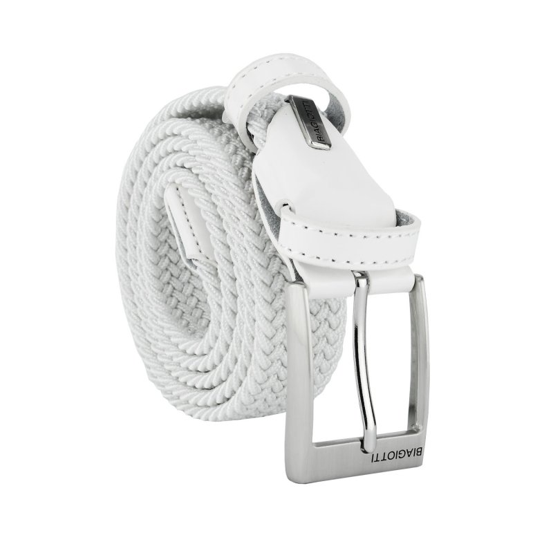 Biagiotti Elastic Woven Belt, Men and Women, With Genuine Leather Inserts and Gift Box — view 9