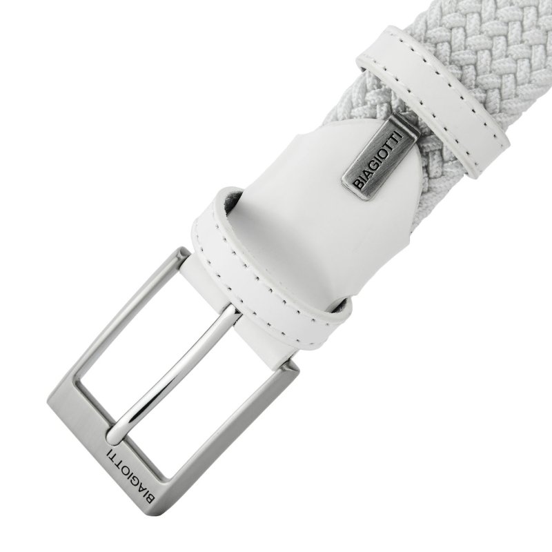 Biagiotti Elastic Woven Belt, Men and Women, With Genuine Leather Inserts and Gift Box — view 13