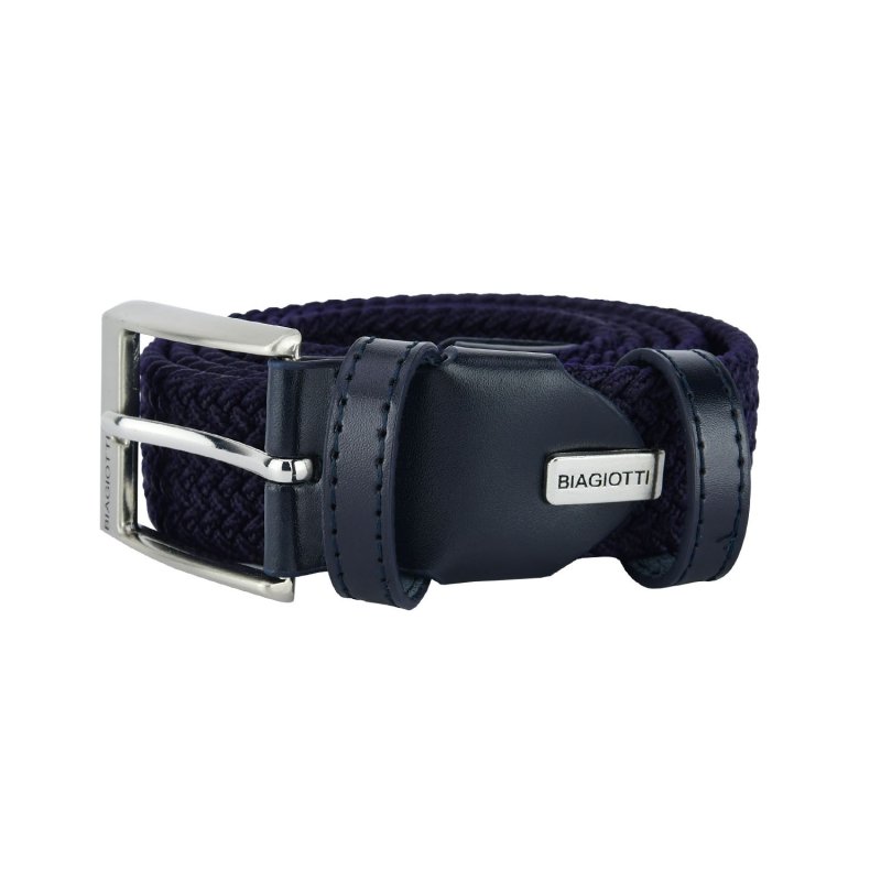 Biagiotti Ceinture Élastique Tressée, Homme et Femme, avec Inserts en Cuir Véritable et Boîte Cadeau — vue 18