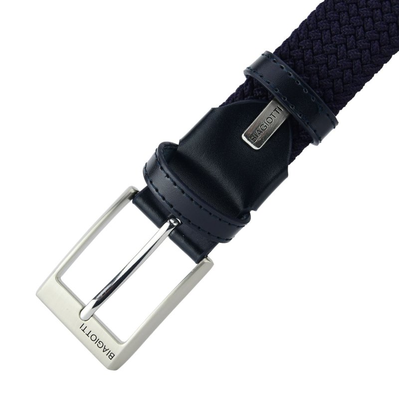 Biagiotti Elastic Woven Belt, Men and Women, With Genuine Leather Inserts and Gift Box — view 21