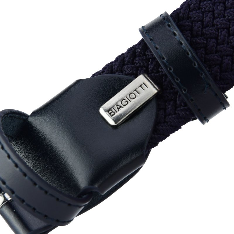 Biagiotti Elastic Woven Belt, Men and Women, With Genuine Leather Inserts and Gift Box — view 24