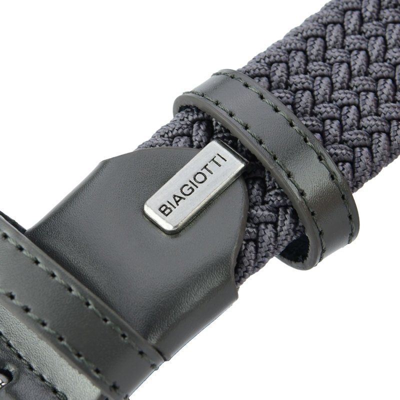 Biagiotti Elastic Woven Belt, Men and Women, With Genuine Leather Inserts and Gift Box — view 32