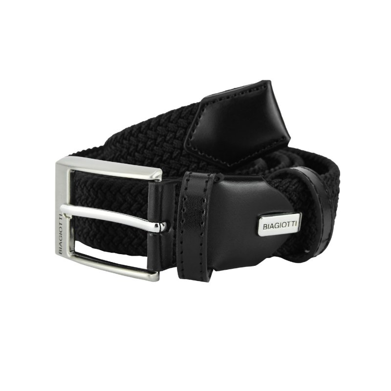 Biagiotti Elastic Woven Belt, Men and Women, With Genuine Leather Inserts and Gift Box — view 43