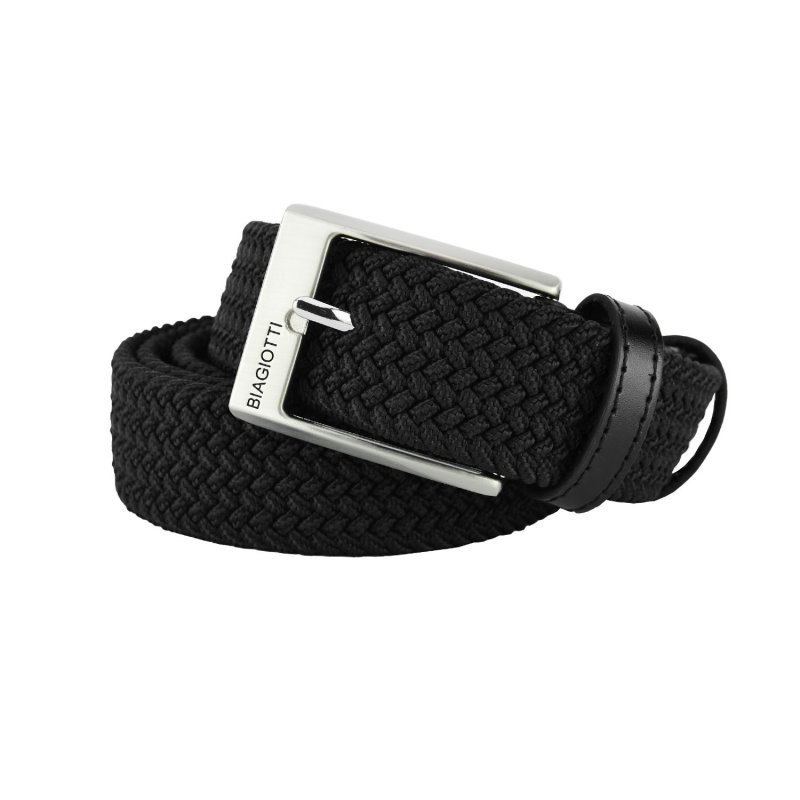 Biagiotti Elastic Woven Belt, Men and Women, With Genuine Leather Inserts and Gift Box — view 44