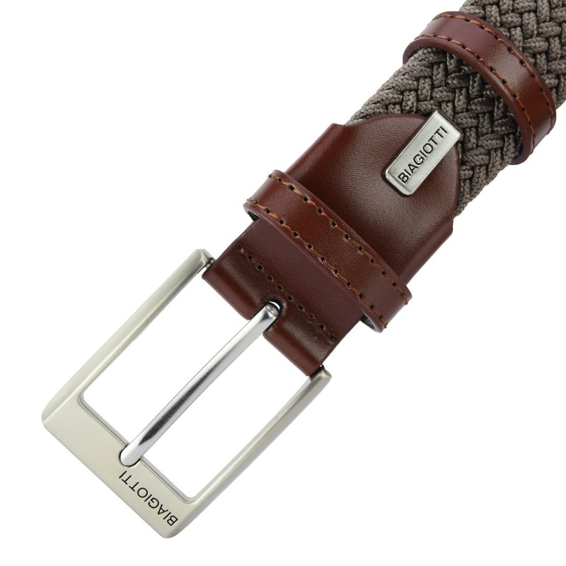 Biagiotti Elastic Woven Belt, Men and Women, With Genuine Leather Inserts and Gift Box — view 61
