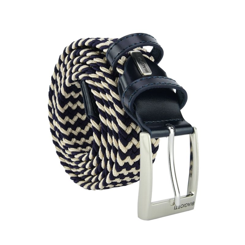 Biagiotti Elastic Woven Belt, Men and Women, With Genuine Leather Inserts and Gift Box — view 73