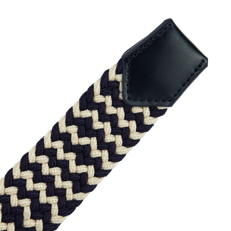 Biagiotti Ceinture Élastique Tressée, Homme et Femme, avec Inserts en Cuir Véritable et Boîte Cadeau — vue 78
