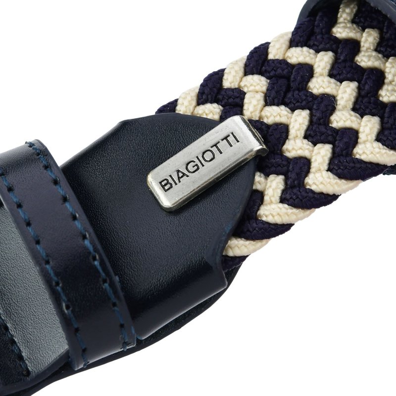 Biagiotti Elastic Woven Belt, Men and Women, With Genuine Leather Inserts and Gift Box — view 80