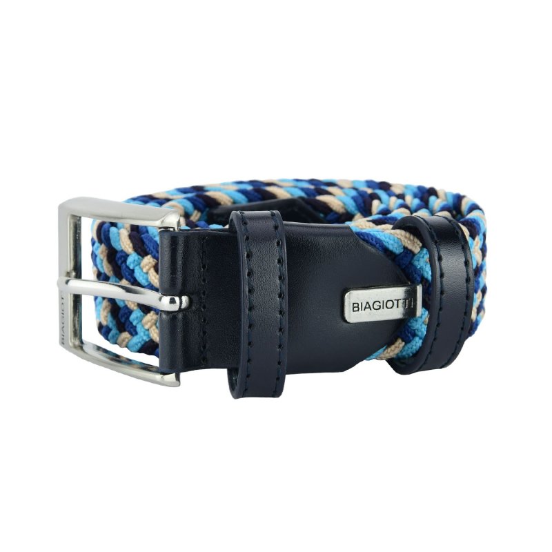 Biagiotti Elastic Woven Belt, Men and Women, With Genuine Leather Inserts and Gift Box — view 82