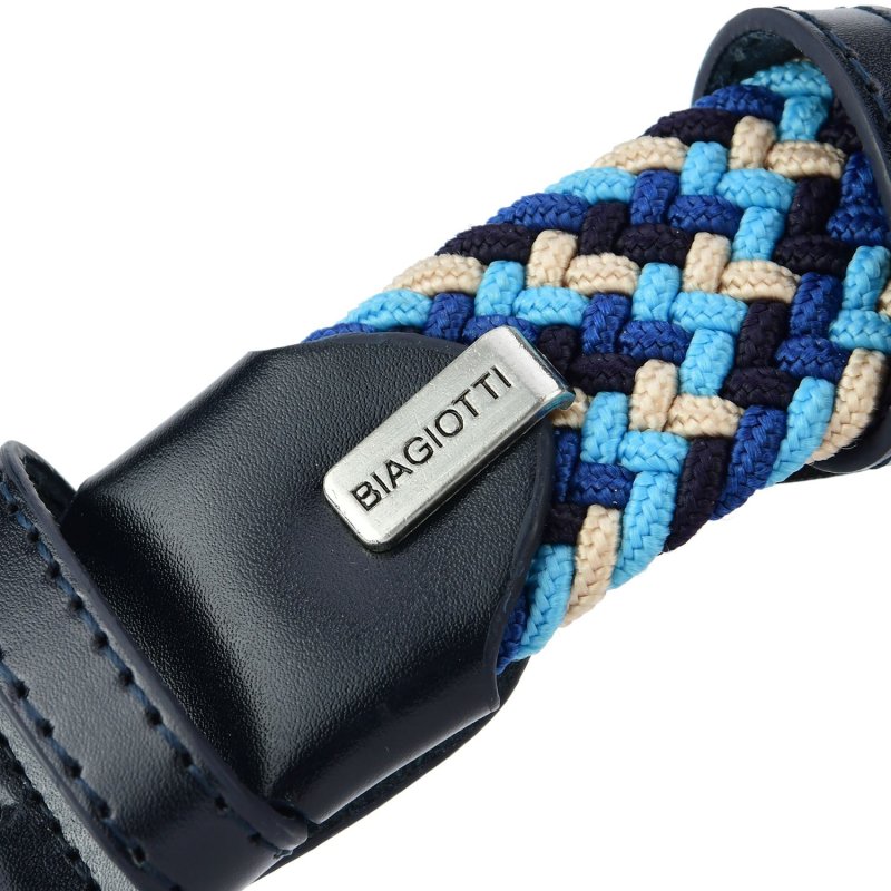 Biagiotti Elastic Woven Belt, Men and Women, With Genuine Leather Inserts and Gift Box — view 88