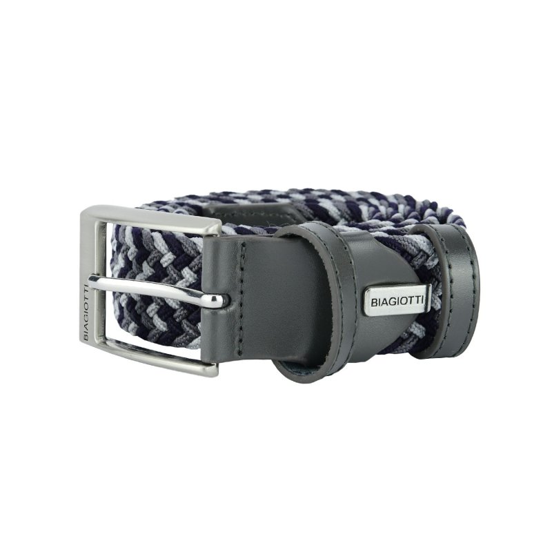 Biagiotti Elastic Woven Belt, Men and Women, With Genuine Leather Inserts and Gift Box — view 90