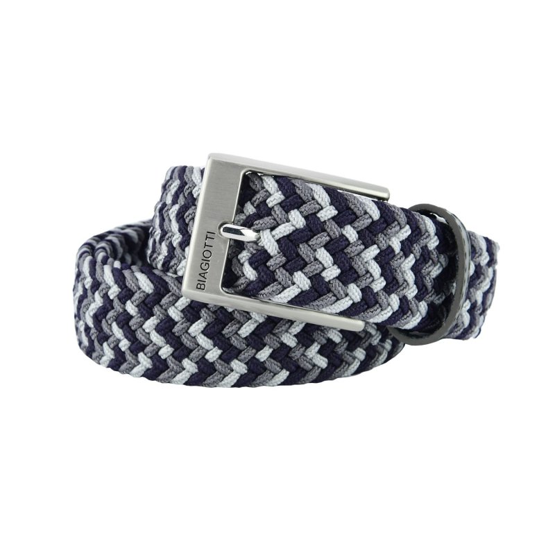 Biagiotti Elastic Woven Belt, Men and Women, With Genuine Leather Inserts and Gift Box — view 92