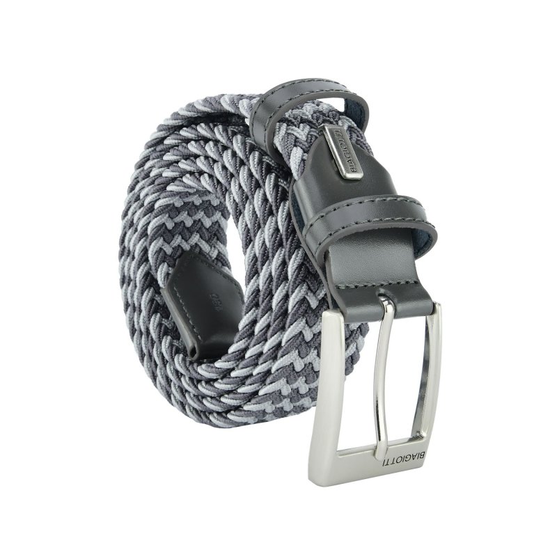 Biagiotti Elastic Woven Belt, Men and Women, With Genuine Leather Inserts and Gift Box — view 97
