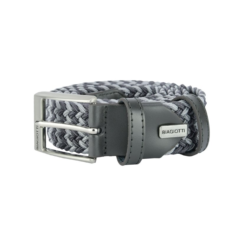 Biagiotti Elastic Woven Belt, Men and Women, With Genuine Leather Inserts and Gift Box — view 98