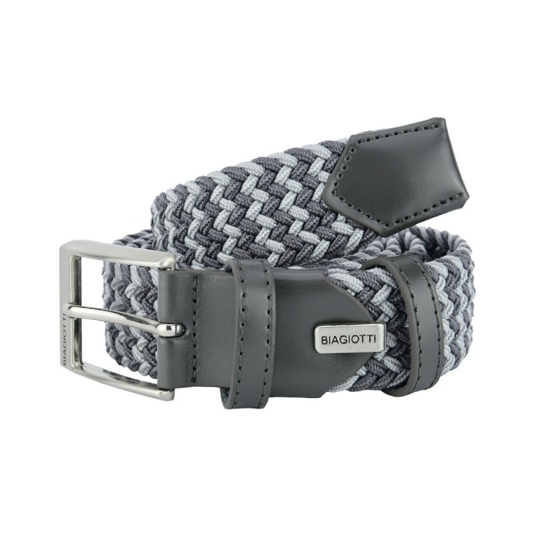 Biagiotti Elastic Woven Belt, Men and Women, With Genuine Leather Inserts and Gift Box — view 99