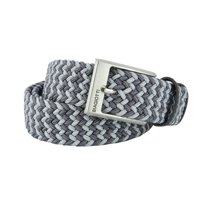 Biagiotti Elastic Woven Belt, Men and Women, With Genuine Leather Inserts and Gift Box — view 100