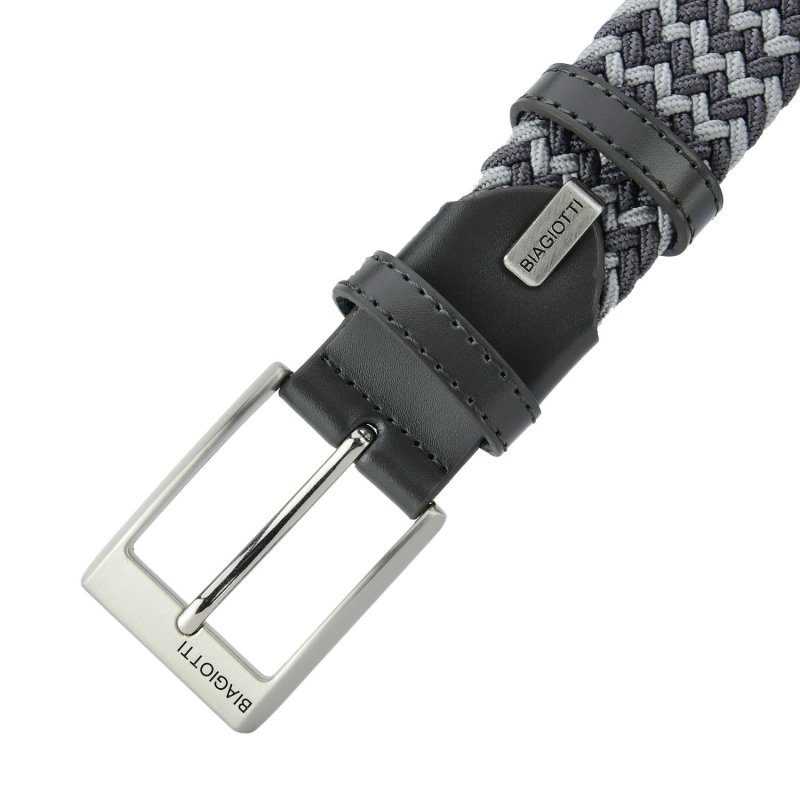 Biagiotti Elastic Woven Belt, Men and Women, With Genuine Leather Inserts and Gift Box — view 101