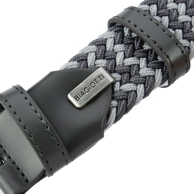Biagiotti Elastic Woven Belt, Men and Women, With Genuine Leather Inserts and Gift Box — view 104