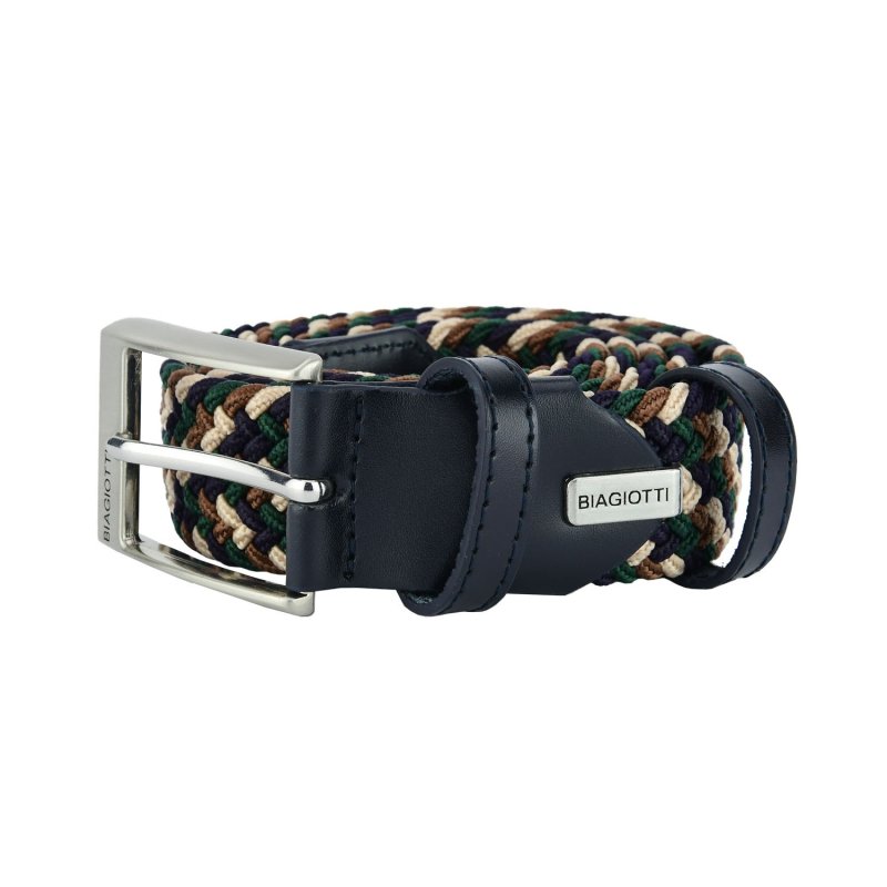 Biagiotti Elastic Woven Belt, Men and Women, With Genuine Leather Inserts and Gift Box — view 106