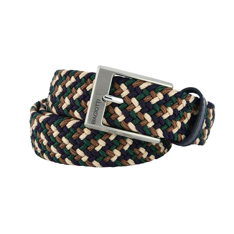 Biagiotti Elastic Woven Belt, Men and Women, With Genuine Leather Inserts and Gift Box — view 108
