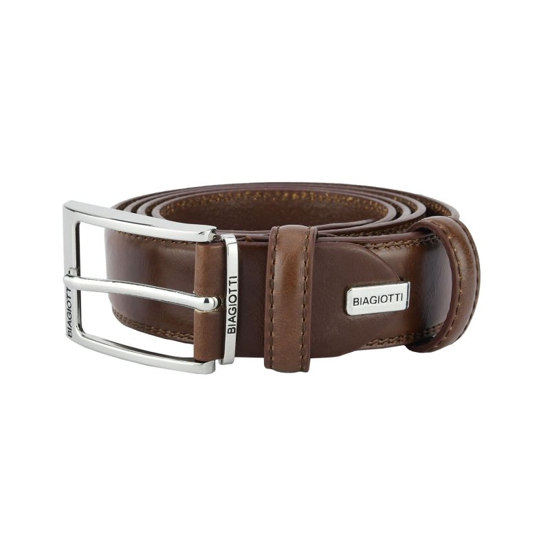 Biagiotti Ceinture Homme Extérieur PU Doublure en Cuir Véritable, Raccourcissable, Haute de 3,5cm Avec Boîte 442 — vue 18