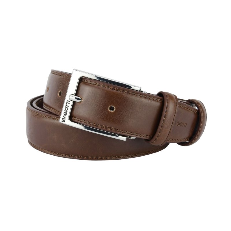 Biagiotti Ceinture Homme Extérieur PU Doublure en Cuir Véritable, Raccourcissable, Haute de 3,5cm Avec Boîte 442 — vue 20