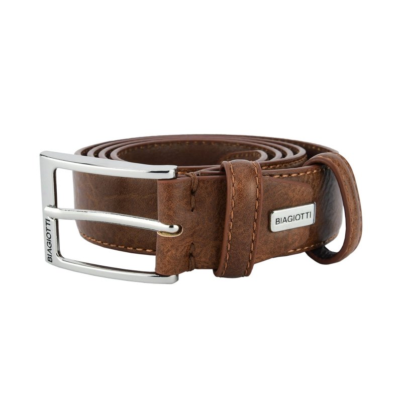 Biagiotti Cinturón Hombre Exterior PU Forro de Piel Genuina, Acortable, Alto 3,5 cm Con Costura y Caja 694 — vista 8