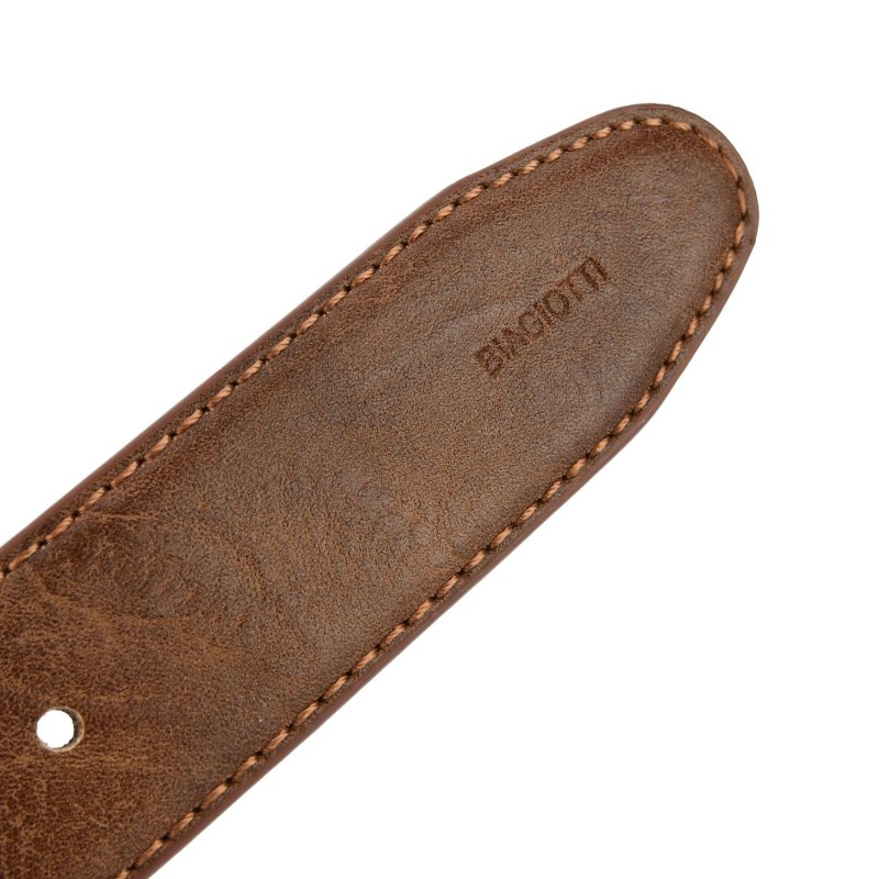 Biagiotti Herrengürtel Außenmaterial PU Echtleder-Futter, kürzbar, 3,5 cm hoch mit Naht und Box 694 — Detail