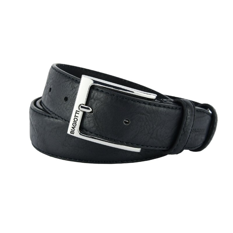 Biagiotti Cinturón Hombre Exterior PU Forro de Piel Genuina, Acortable, Alto 3,5 cm Con Costura y Caja 694 — vista 11