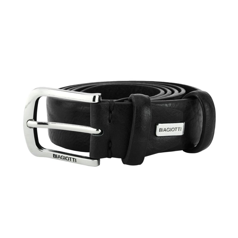 Biagiotti Cinturón Hombre Exterior PU Forro de Piel Genuina, Acortable, Sin Costuras Alto 3,5 cm Con Caja 696 — vista frontal