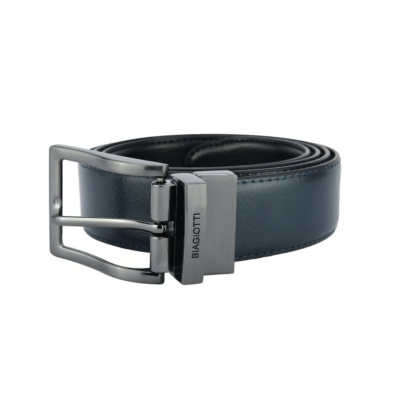 Laura Biagiotti Men's Reversible Belt In Genuine Leather, 3.5cm High, Adjustable and Shortenable — back view
