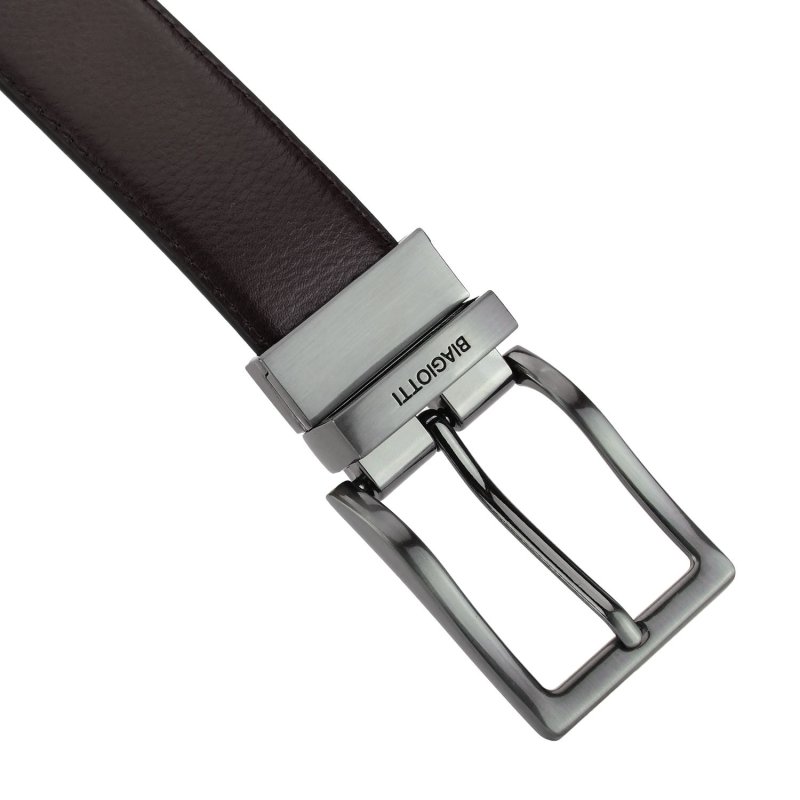 Ceinture Réversible Homme Laura Biagiotti en Cuir Véritable, 3,5 cm de haut, Réglable et Raccourcissable — vue 15